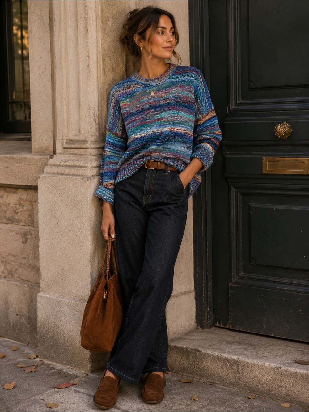 Veronica Beard Multicolor Marled Chunky Knit Cotton Sweater Medium